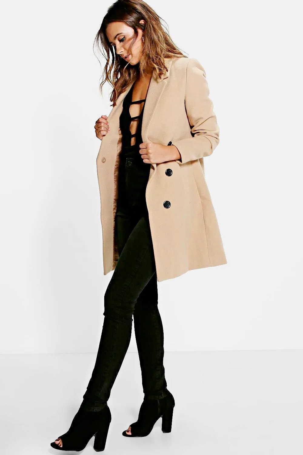 Petite zweireihiger Duster-Mantel